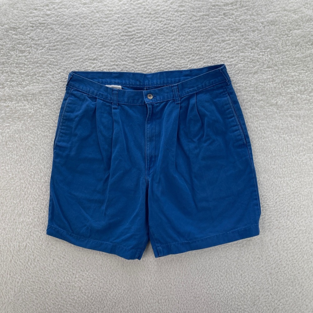 Vintage Duck Head Shorts Mens 35 Blue 7" Pleat Front Chino Preppy Ivy Old Money